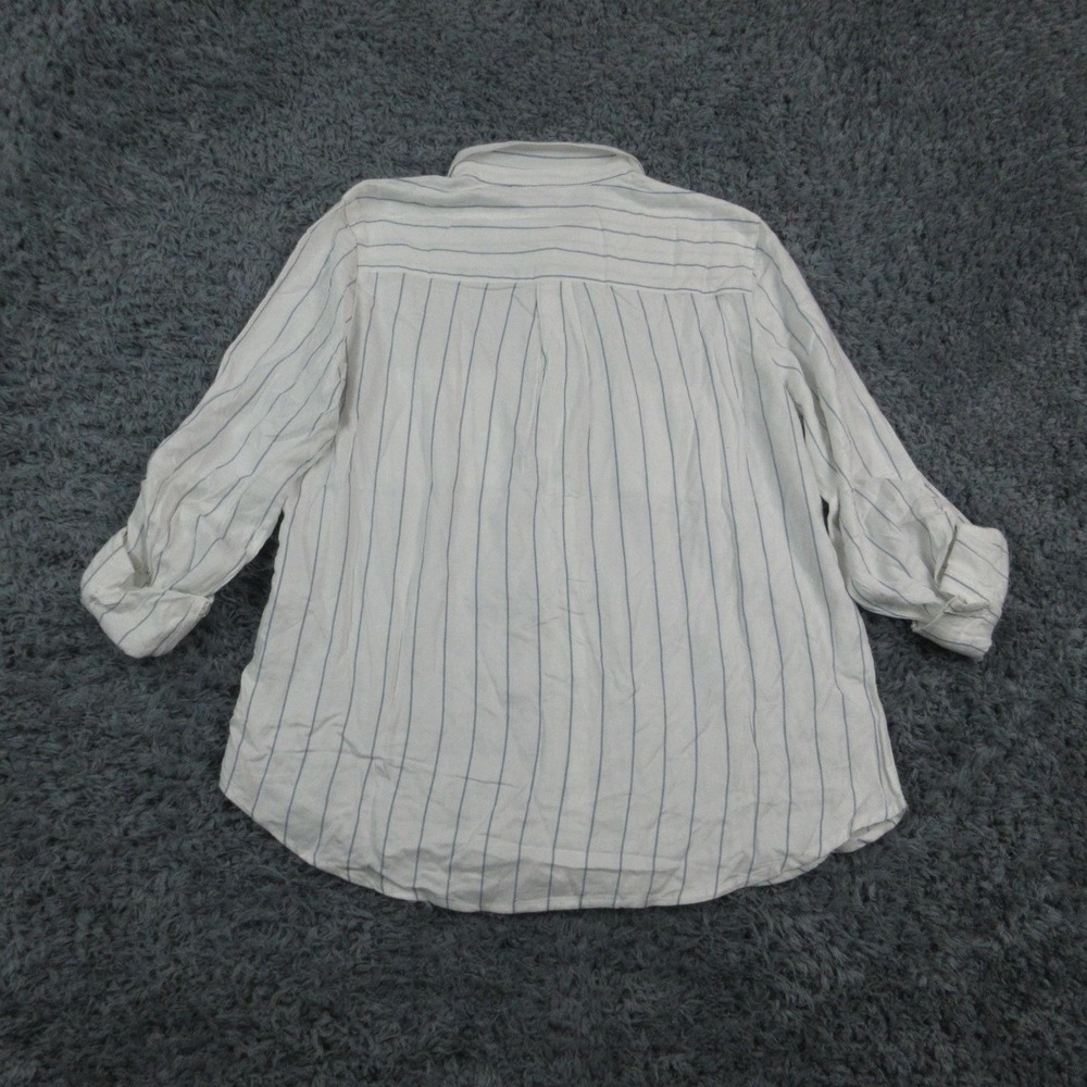 Market & Spruce Blouse Womens Medium White Blue Stripe Maisie Button Rayon NWT - Picture 11 of 13